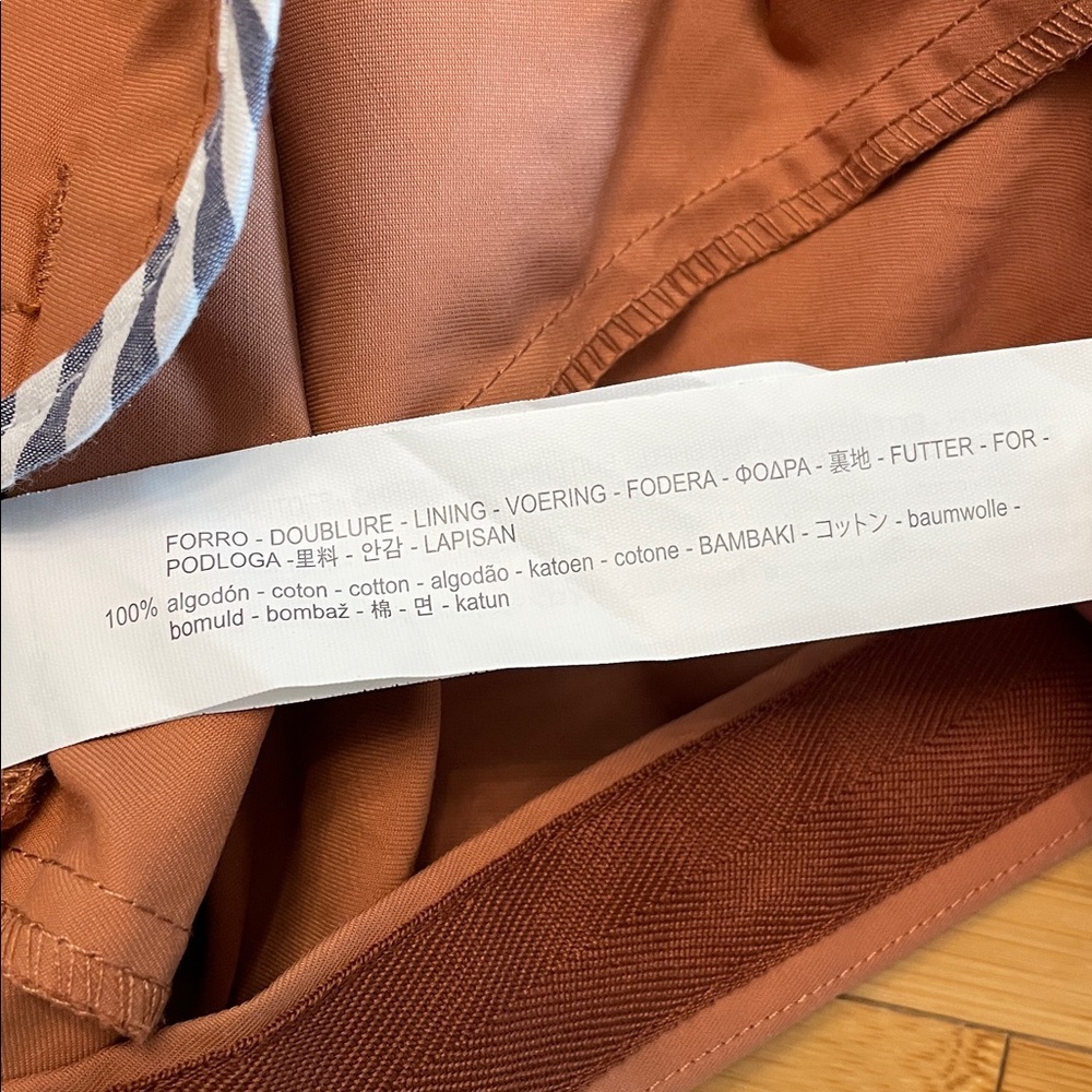 ZARA Trench Coat Contrasting Belt Size Small Single Button Notched Collar Orange - Picture 14 of 16